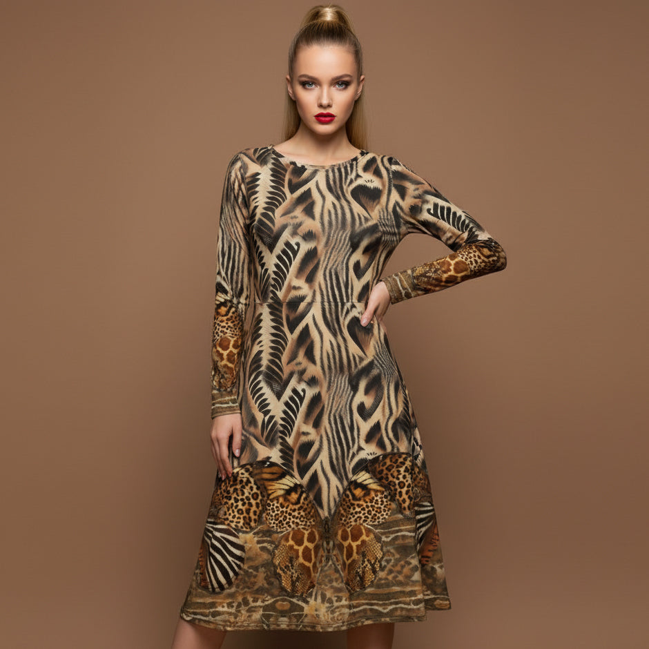 Animal Longsleeve Dresses
