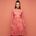 All-over print long sleeve midi dress 361kl1