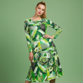 All-over print long sleeve midi dress 363ckl2