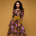 All-over print long sleeve midi dress 348kl3