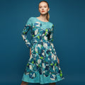 All-over print long sleeve midi dress 348kl1