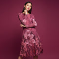 All-over print long sleeve midi dress 330kl2