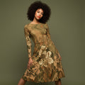 All-over print long sleeve midi dress 330kl5