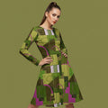 All-over print long sleeve midi dress 346kl2