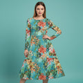 All-over print long sleeve midi dress 319kl4