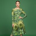 All-over print long sleeve midi dress 321kl1