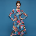 All-over print long sleeve midi dress 319kl5