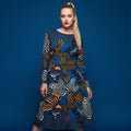 All-over print long sleeve midi dress 357Fkl1