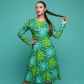 All-over print long sleeve midi dress 355Bkl3b