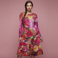 All-over print long sleeve midi dress 318