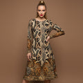 All-over print long sleeve midi dress 314B3