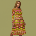 All-over print long sleeve midi dress 275kl4