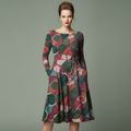 All-over print long sleeve midi dress 269kl2