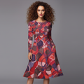 All-over print long sleeve midi dress 269kl3