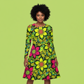 All-over print long sleeve midi dress 281kl1