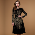 All-over print long sleeve midi dress 1