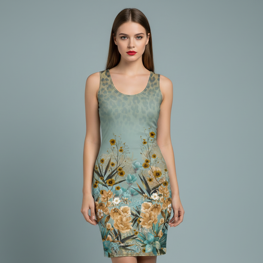 Bodycon dress tijgerflowers