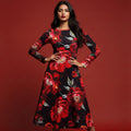 All-over print long sleeve midi dress 371kl1