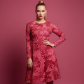 All-over print long sleeve midi dress Fif