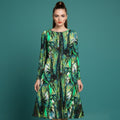 All-over print long sleeve midi dress 370kl2