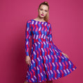 All-over print long sleeve midi dress 364bkl5