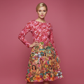 All-over print long sleeve midi dress 297Ckl2b