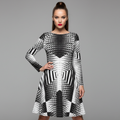 All-over print long sleeve midi dress Linde 1BB