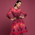 All-over print long sleeve midi dress 344kl1