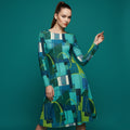 All-over print long sleeve midi dress 346kl1