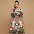 All-over print long sleeve midi dress 365Bkl2