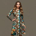 All-over print long sleeve midi dress 175