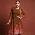 All-over print long sleeve midi dress 359kl2