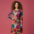All-over print long sleeve midi dress 4