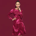 All-over print long sleeve midi dress 372kl4