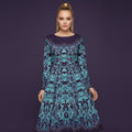All-over print long sleeve midi dress 339kl1
