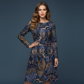 All-over print long sleeve midi dress 156D3