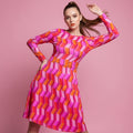 All-over print long sleeve midi dress 364kl1