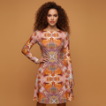 All-over print long sleeve midi dress Jill
