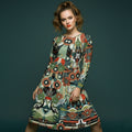 All-over print long sleeve midi dress 45oudCkl4