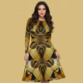 All-over print long sleeve midi dress 367kl1