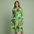 All-over print long sleeve midi dress 302kl3