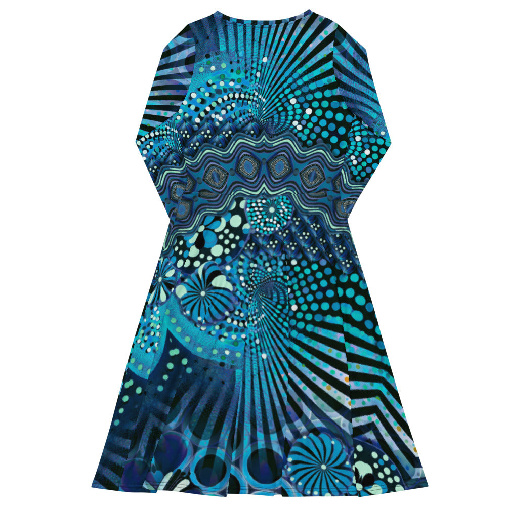 All-over print long sleeve midi dress 9kl4oud