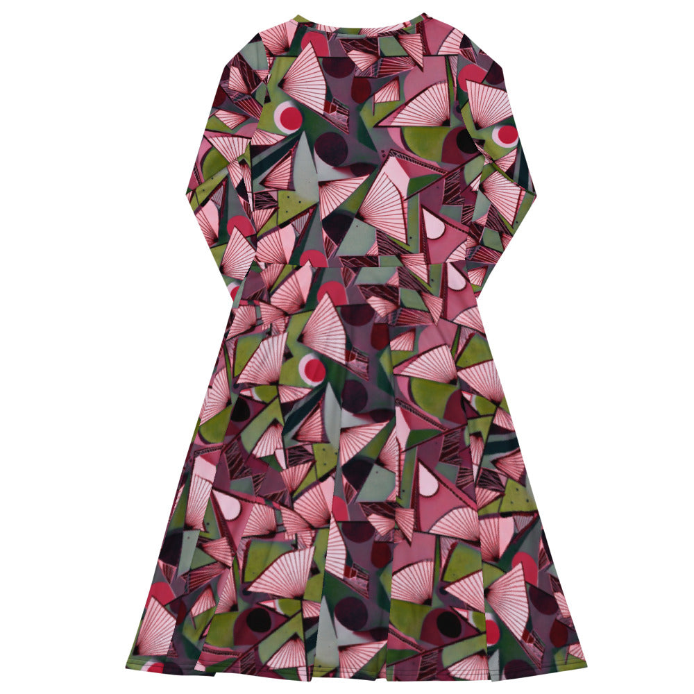 All-over print long sleeve midi dress 249kl3