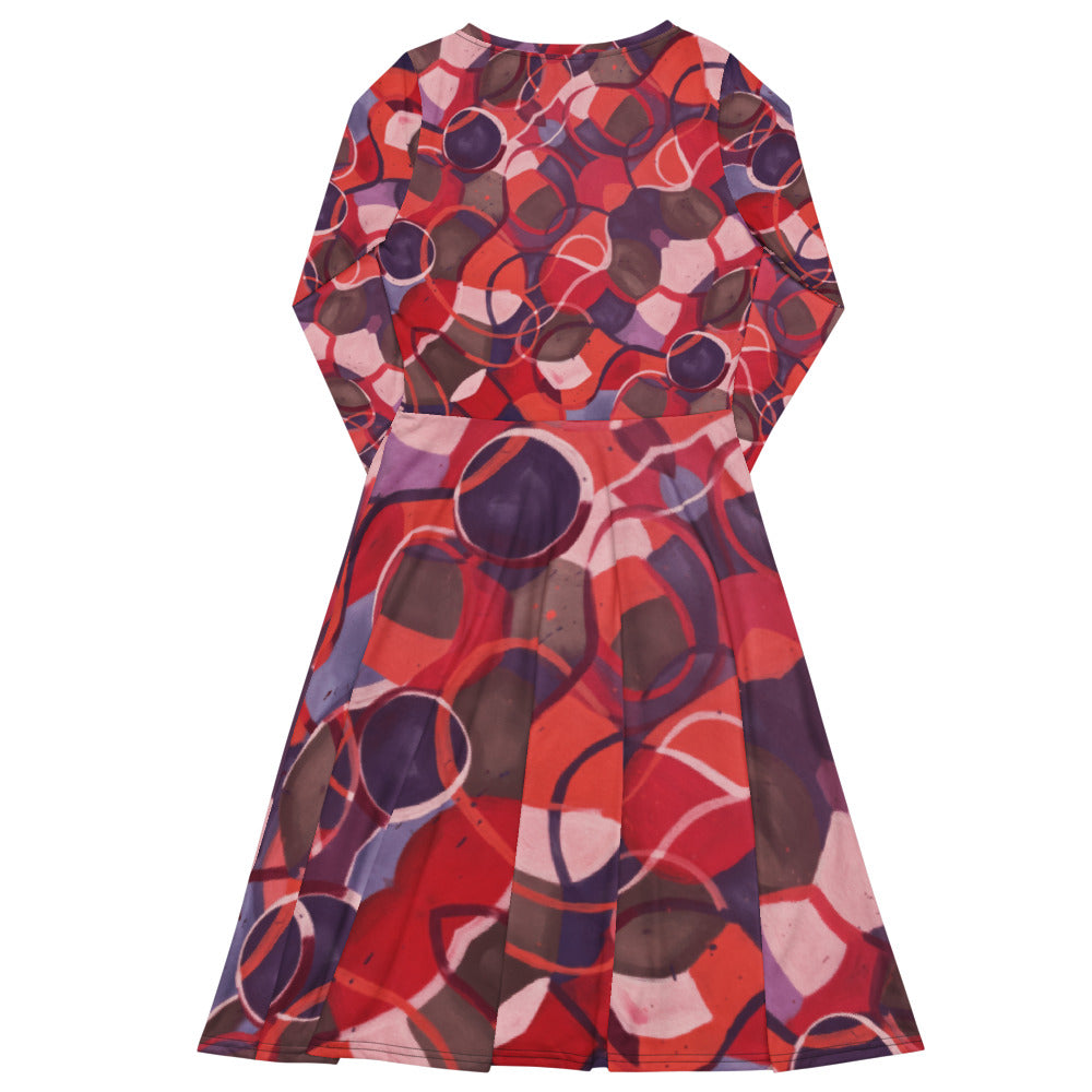 All-over print long sleeve midi dress 269kl3