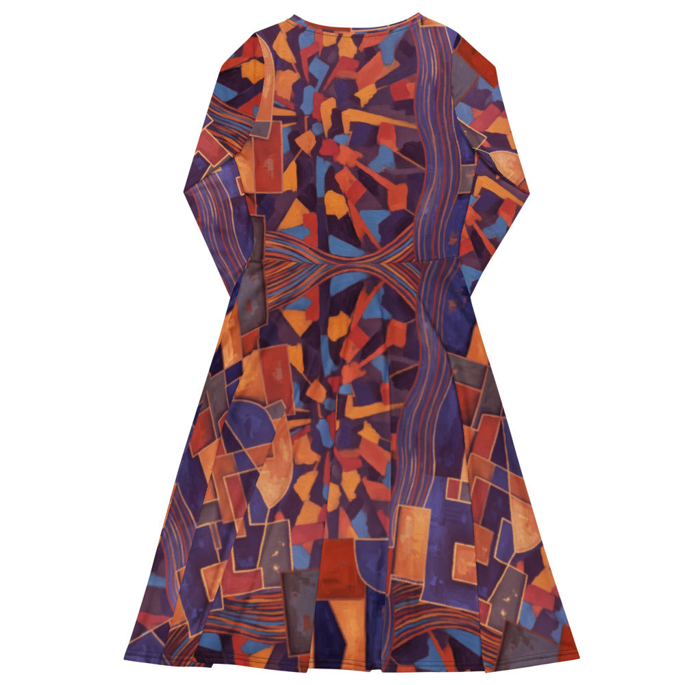 All-over print long sleeve midi dress 274kl2