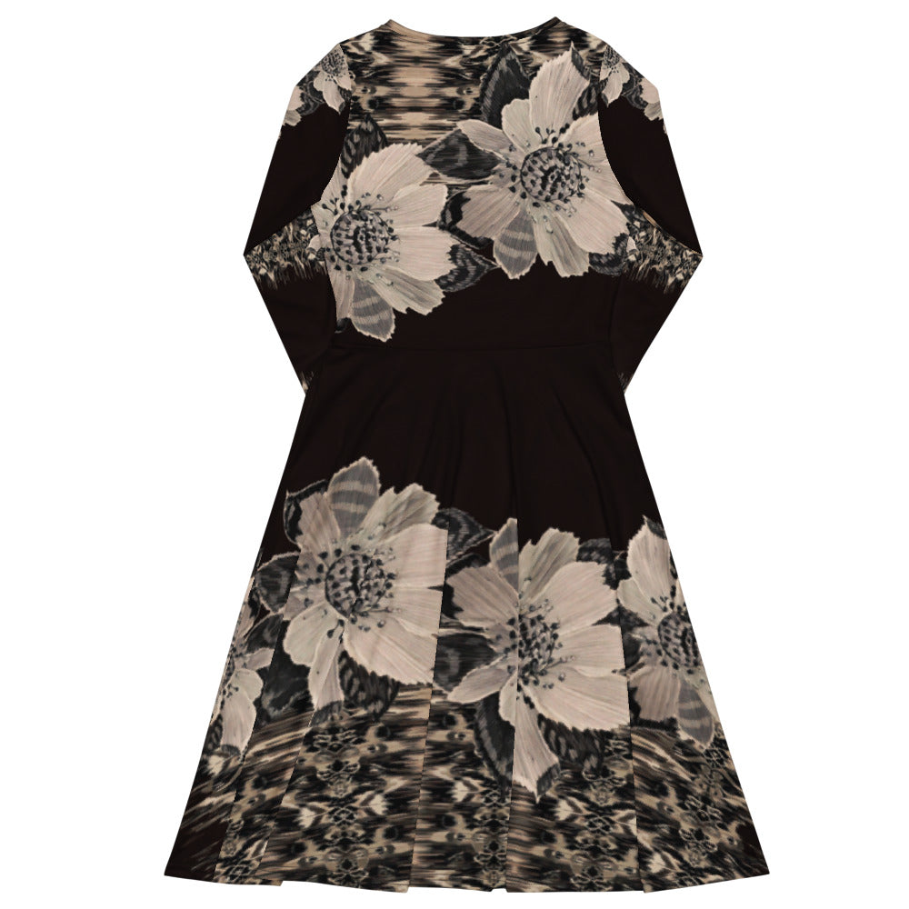 All-over print long sleeve midi dress 152C2