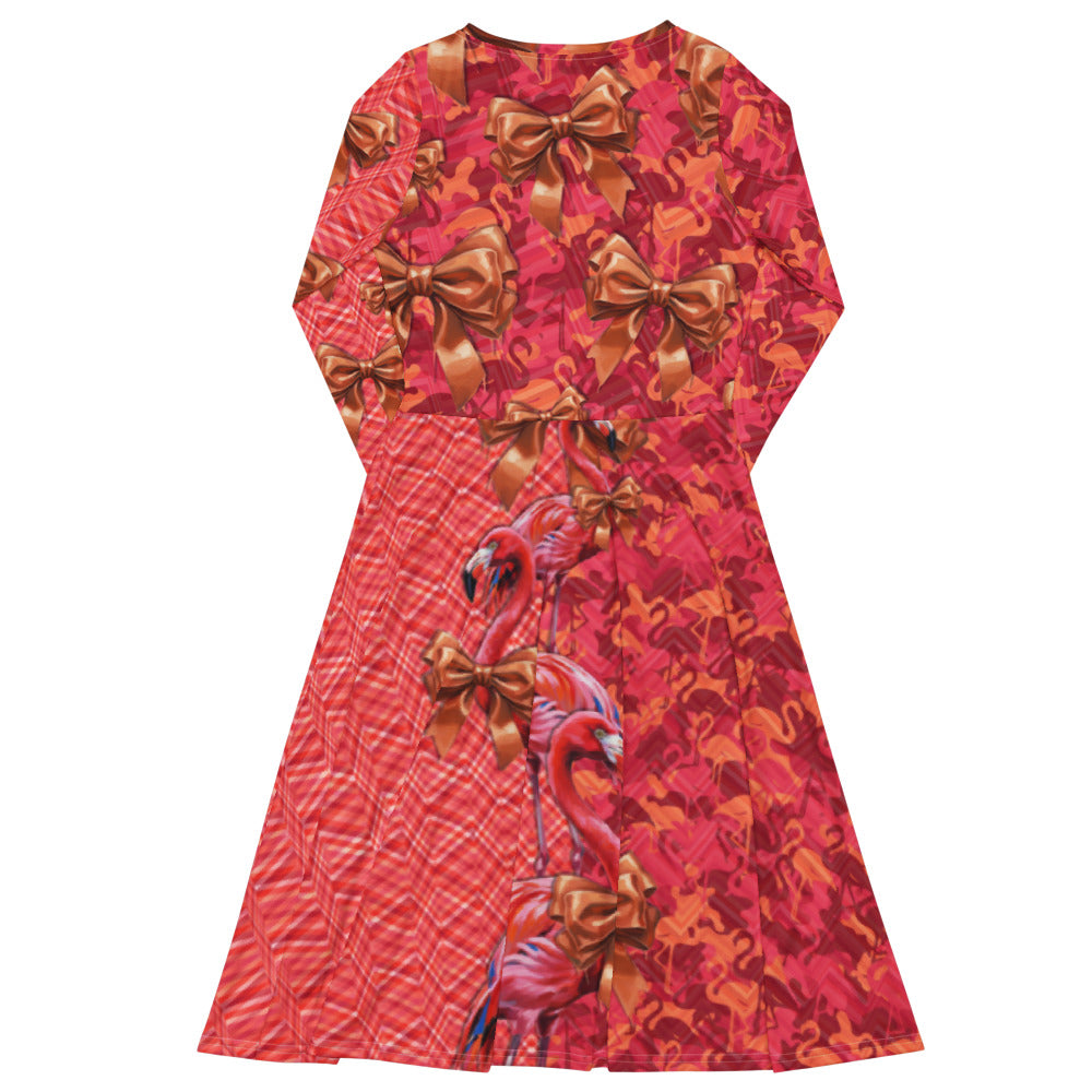 All-over print long sleeve midi dress 294C5