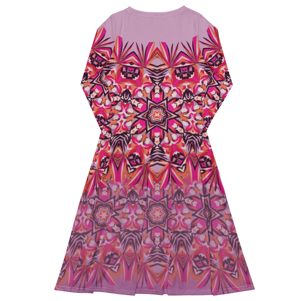 All-over print long sleeve midi dress 301kl2