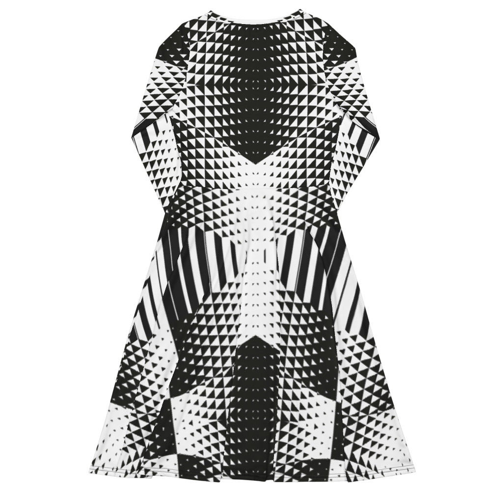 All-over print long sleeve midi dress Linde 1BB