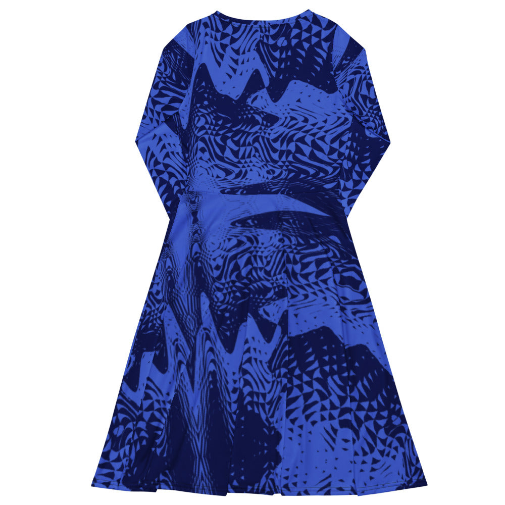 All-over print long sleeve midi dress Linde 1ikl3